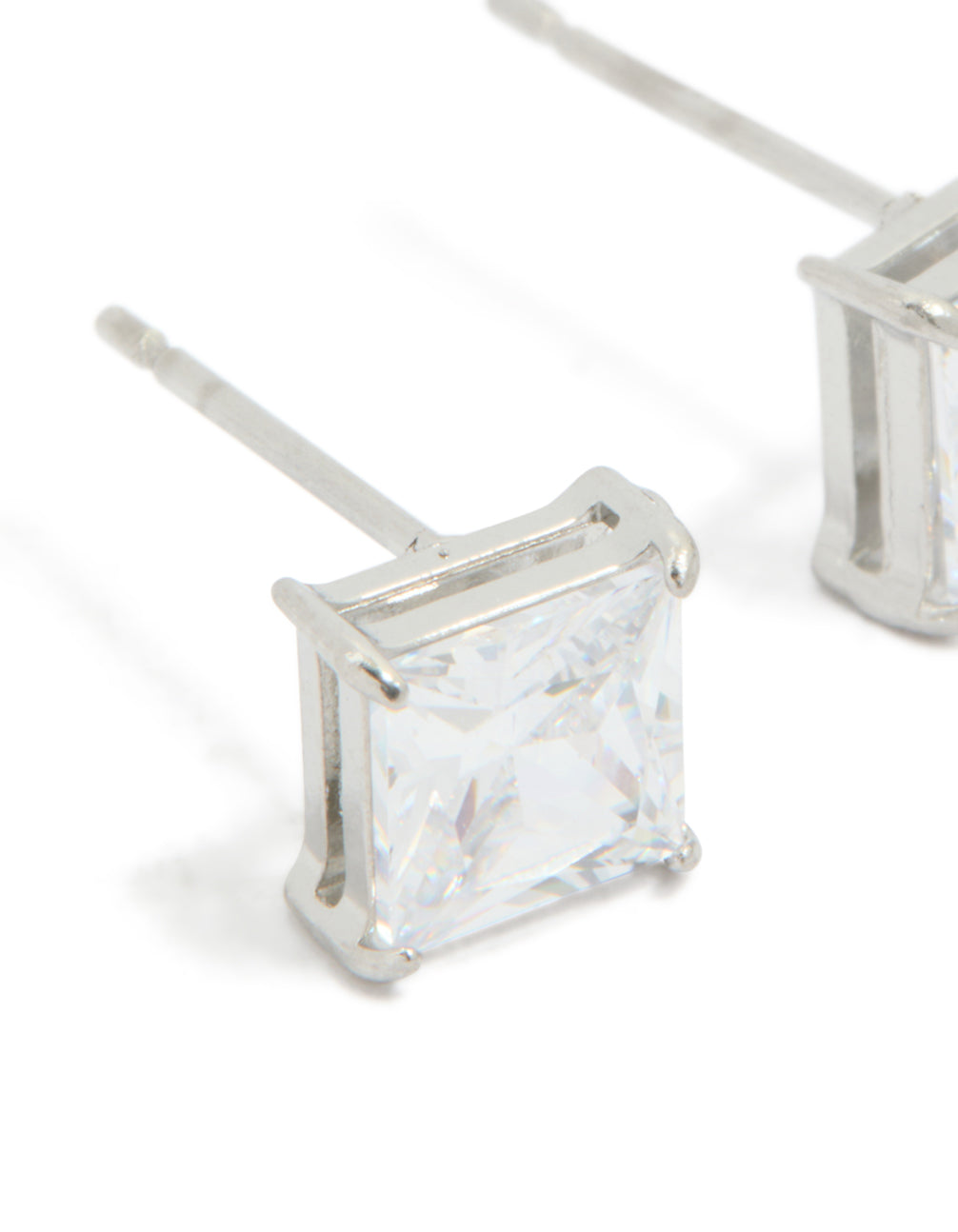 Stainless Steel 6mm Prism Square Stud Earrings