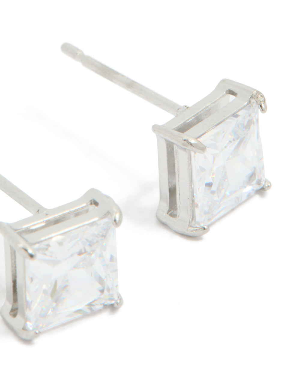 Stainless Steel 6mm Prism Square Stud Earrings