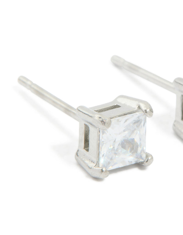Stainless Steel 5MM Prism Square Stud Earrings