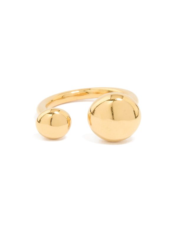 Waterproof Gold Plated Stainless Steel Double Ball Ring