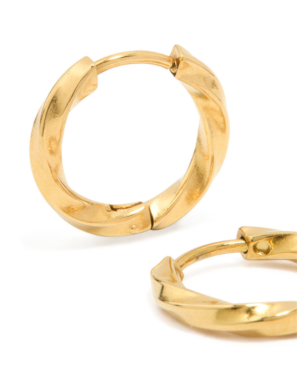 Waterproof Gold Plated Stainless Steel Huggie Earrings