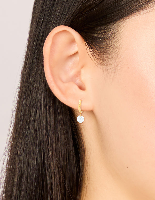 Wateproof Gold Plated Stainelss Steel Diamante Huggie Earrings