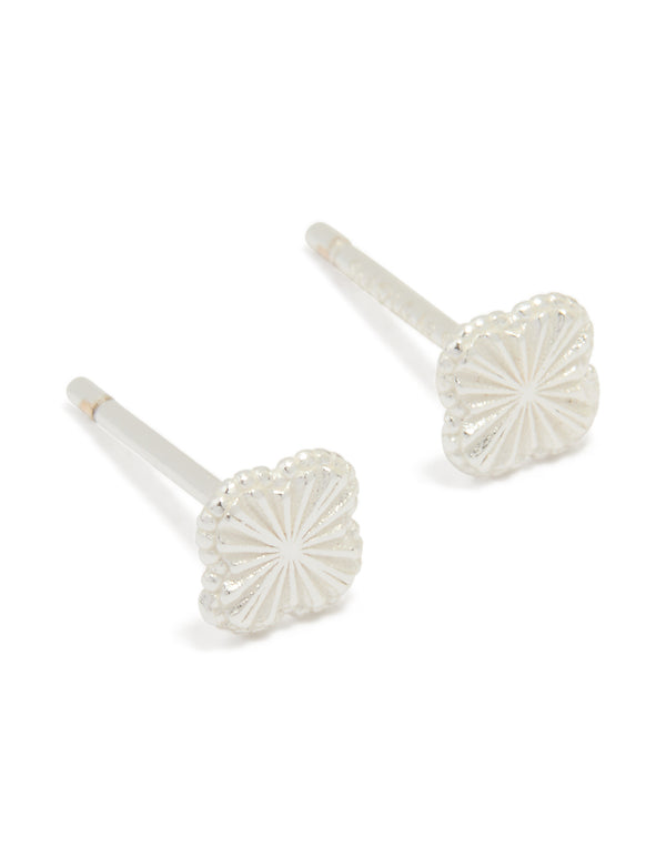 Sterling Silver Clean Tiny Flower Earrings