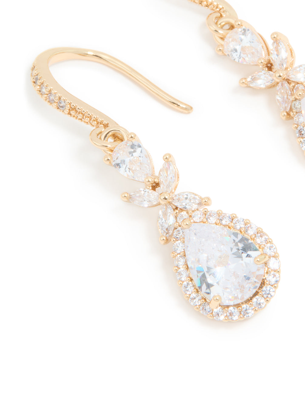 Gold Cubic Zirconia Pear Drop Earrings