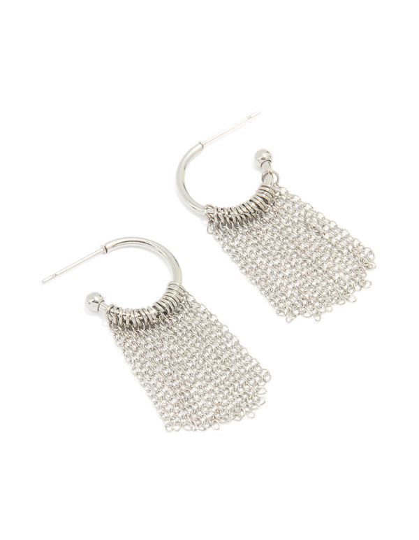 Waterproof Stainless Steel Tassel Hoop Earrings