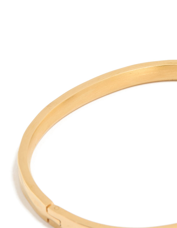 Waterproof Gold Plated Stainless Steel Hammered Hinged Bangle