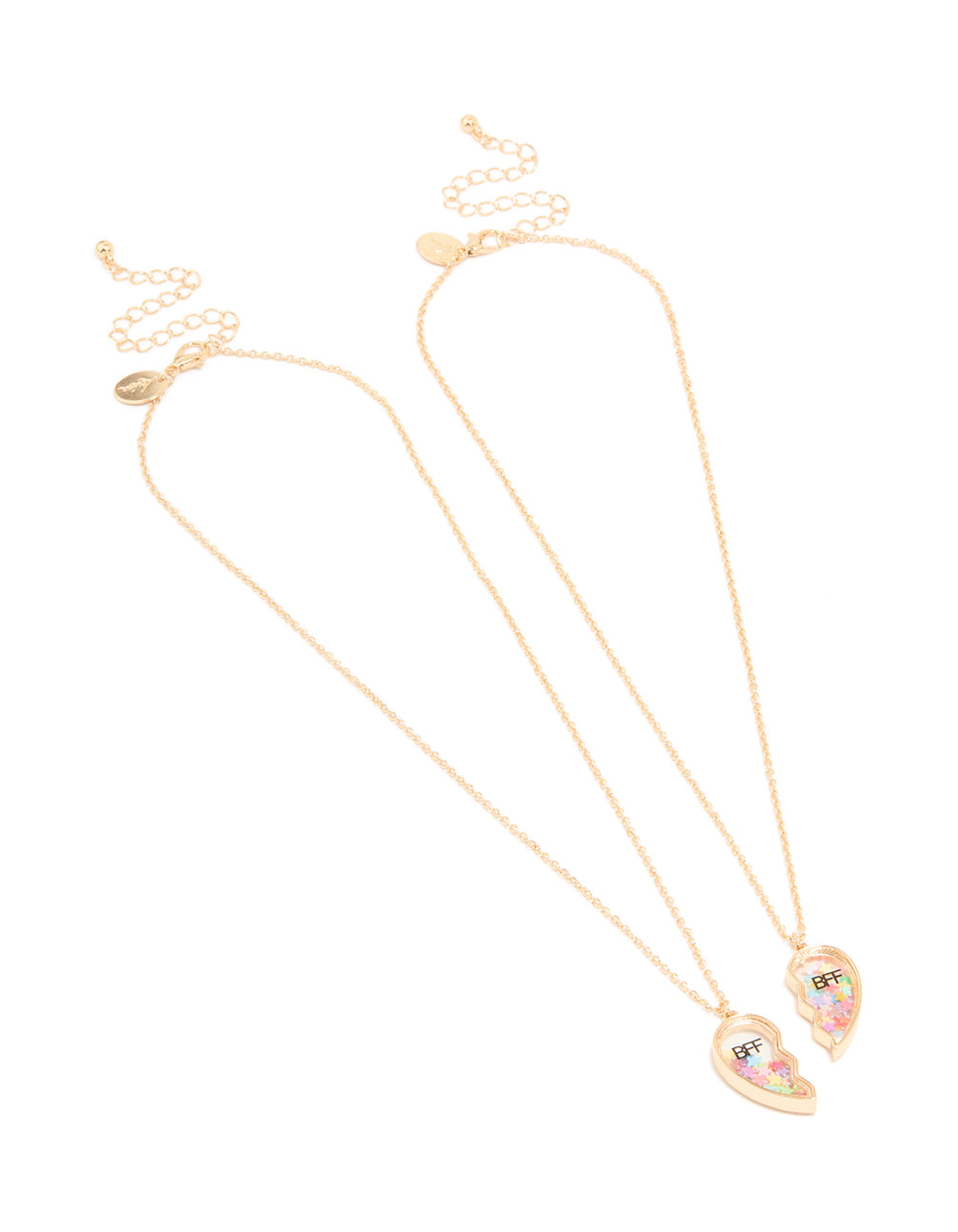 Kids Gold Shaker Heart BFF Pendant Necklaces 2-Pack