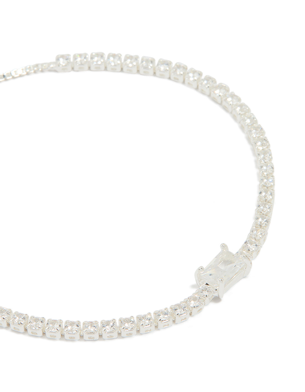 Silver Plated Cubic Zirconia Pave & Baguette Toggle Bracelet