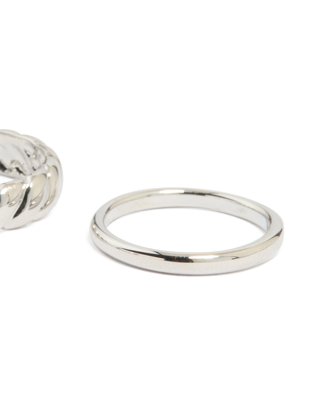 Silver Signet & Twist Rings 5-Pack