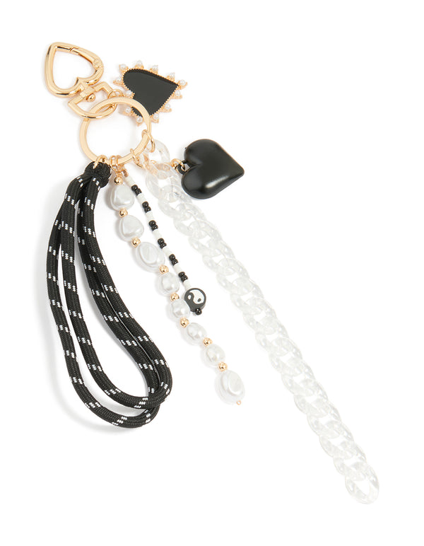 Pearl & Rope Yin Yang Heart Key Chain
