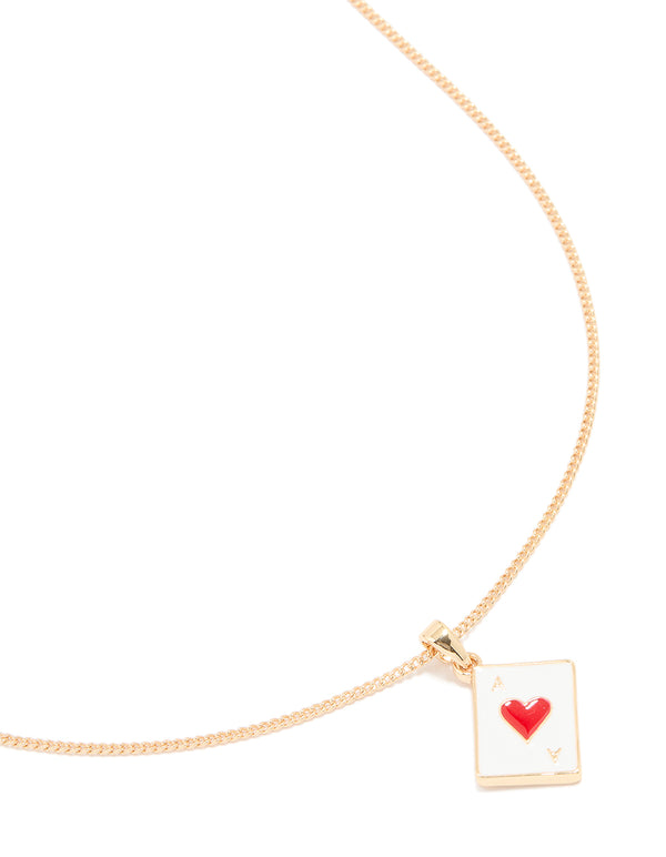 Gold Heart Card Mini Pendant Necklace