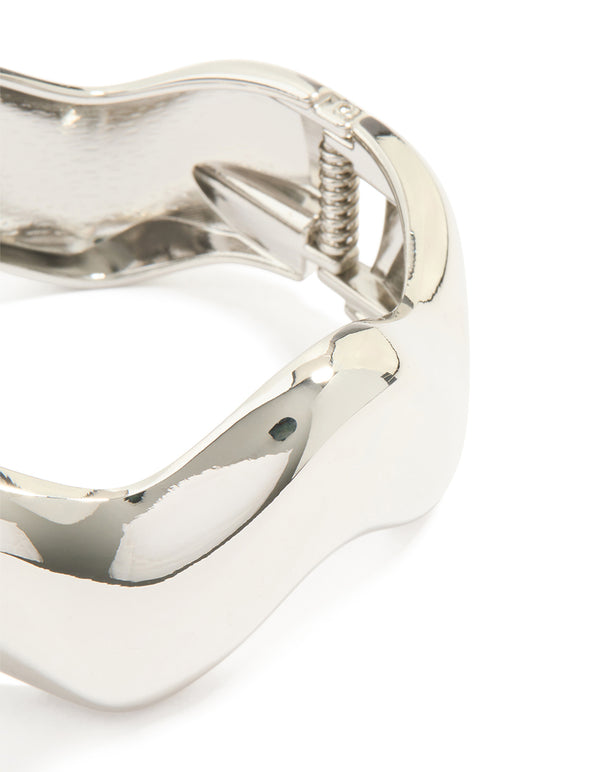 Silver Organic Thick Wave Bangle