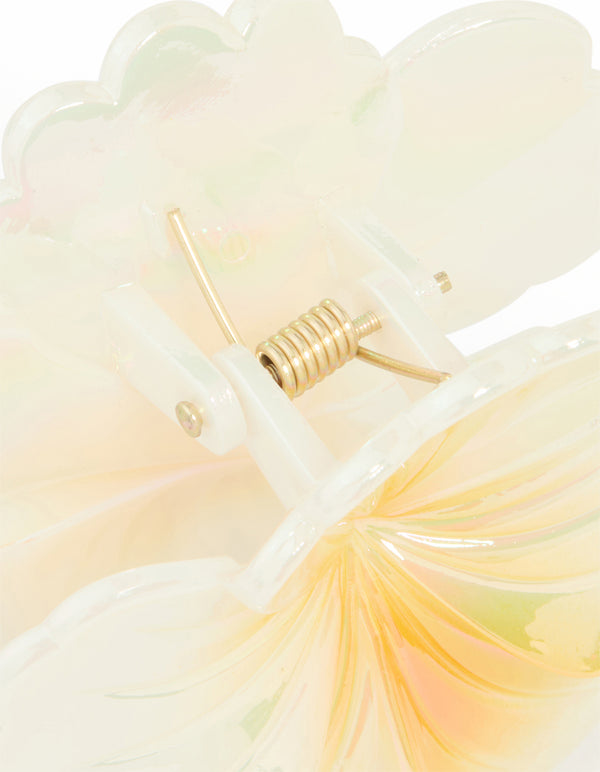 Iridescent Yellow Pearlised Hibiscus Claw Clip