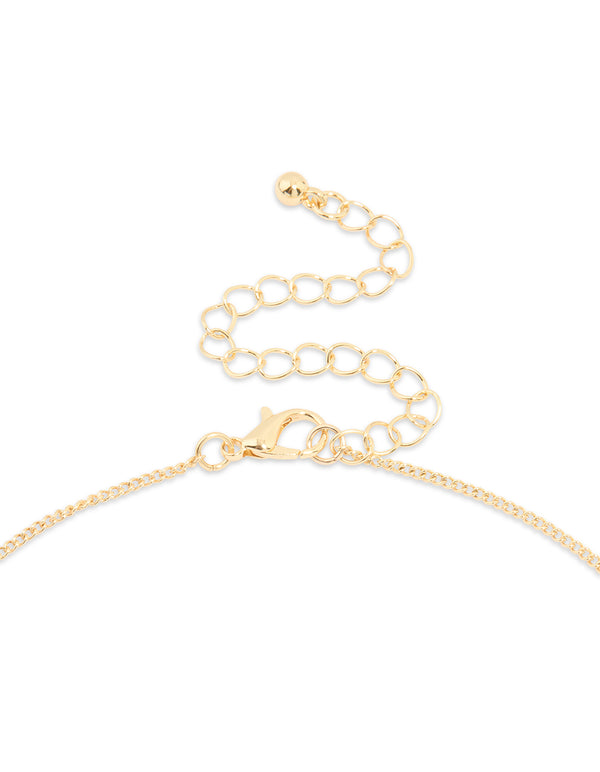 Gold Plated Cubic Zirconia Circle Letter M Pendant Necklace