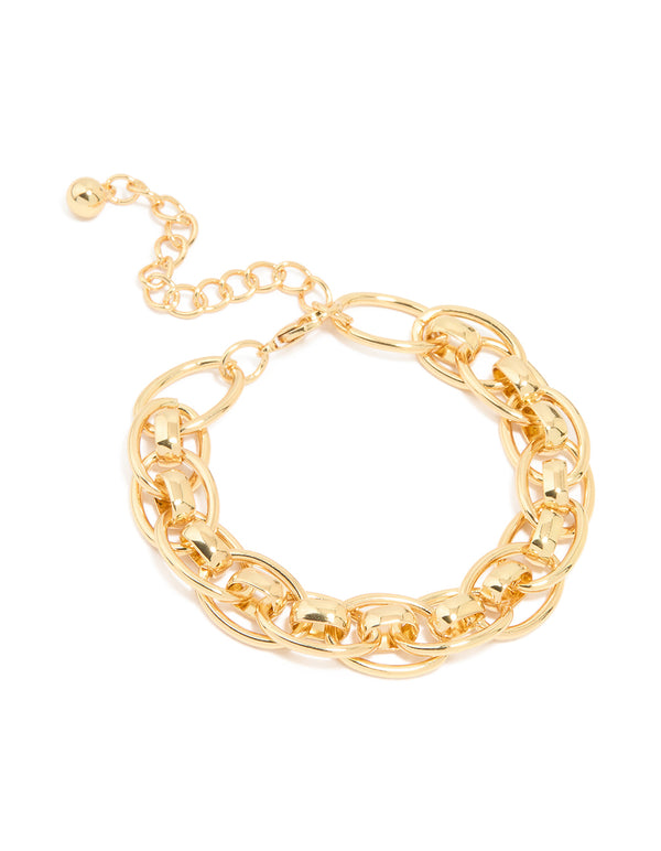 Gold Plated Intertwined Oval Link Bracelet