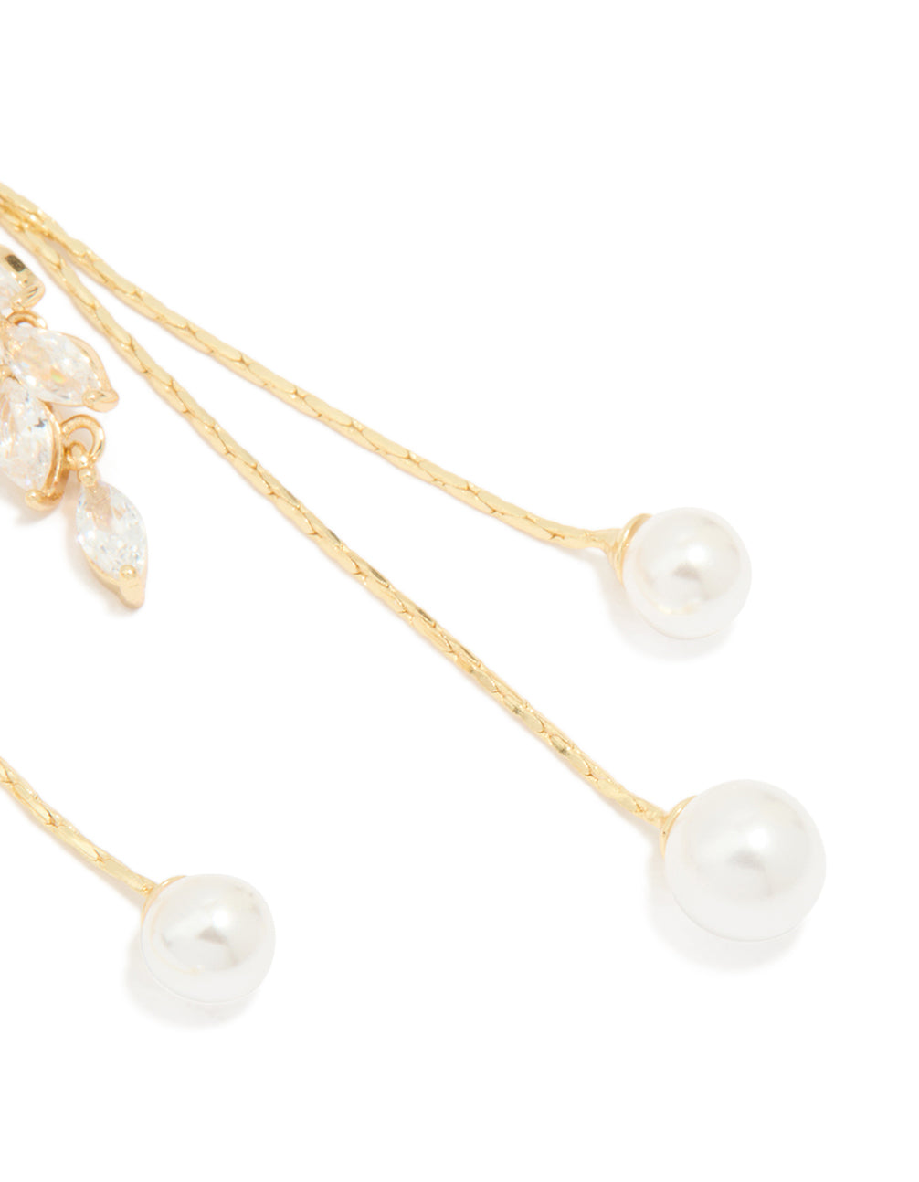 Gold Plated Cubic Zirconia Double Pearl Hook Earrings