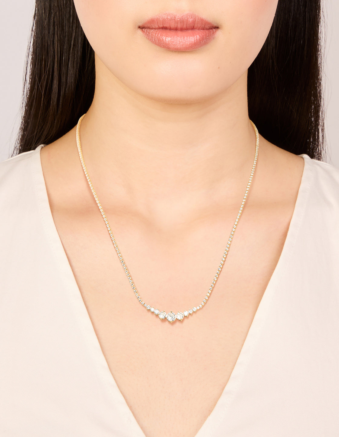 Gold Plated Cubic Zirconia Tennis Necklace