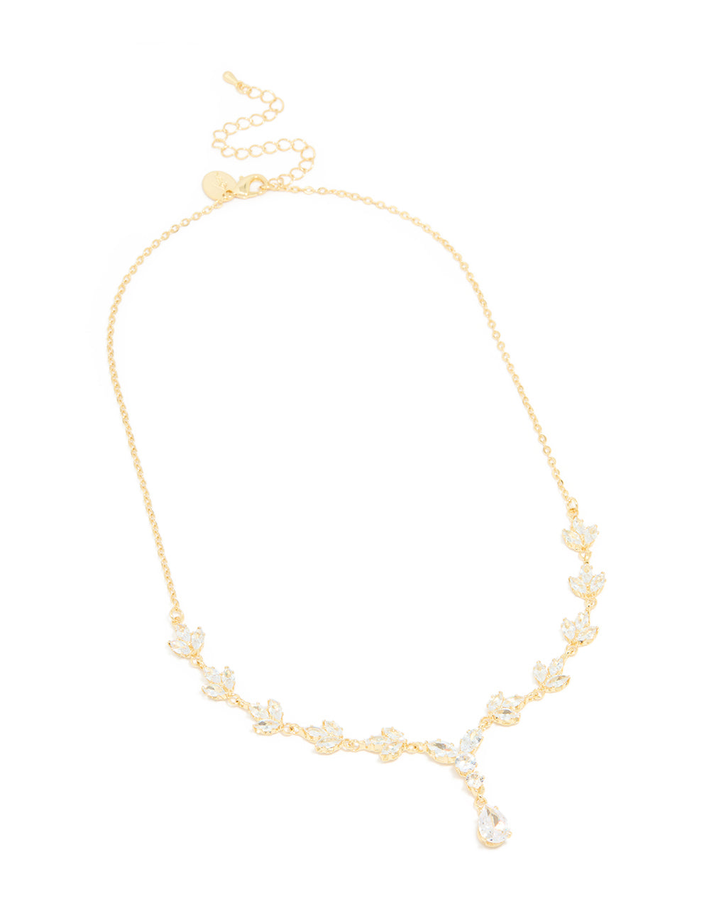 Gold Plated Cubic Zirconia Vine Drop Y-Necklace