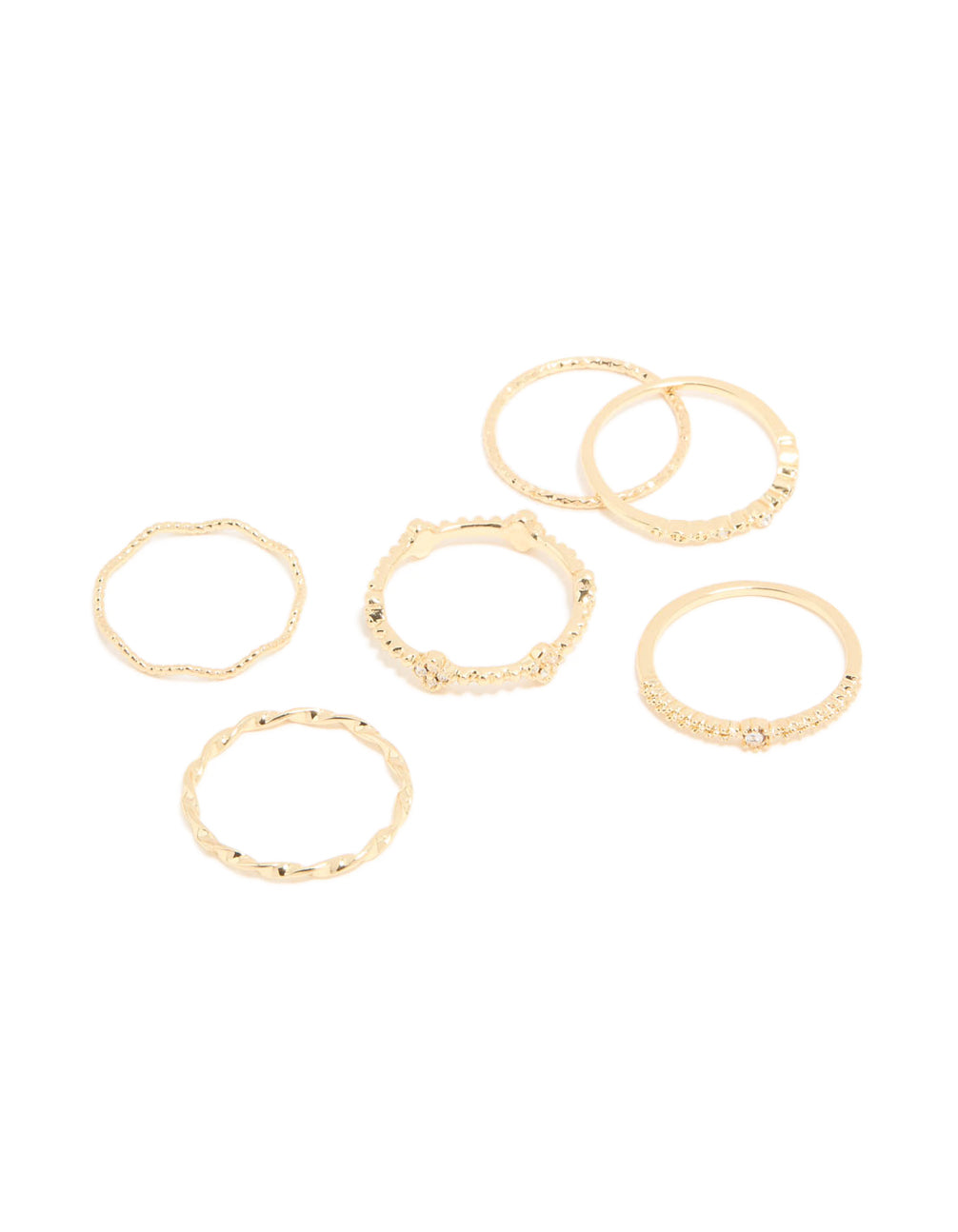 Gold Plated Clover Textured Ring 6-Pack