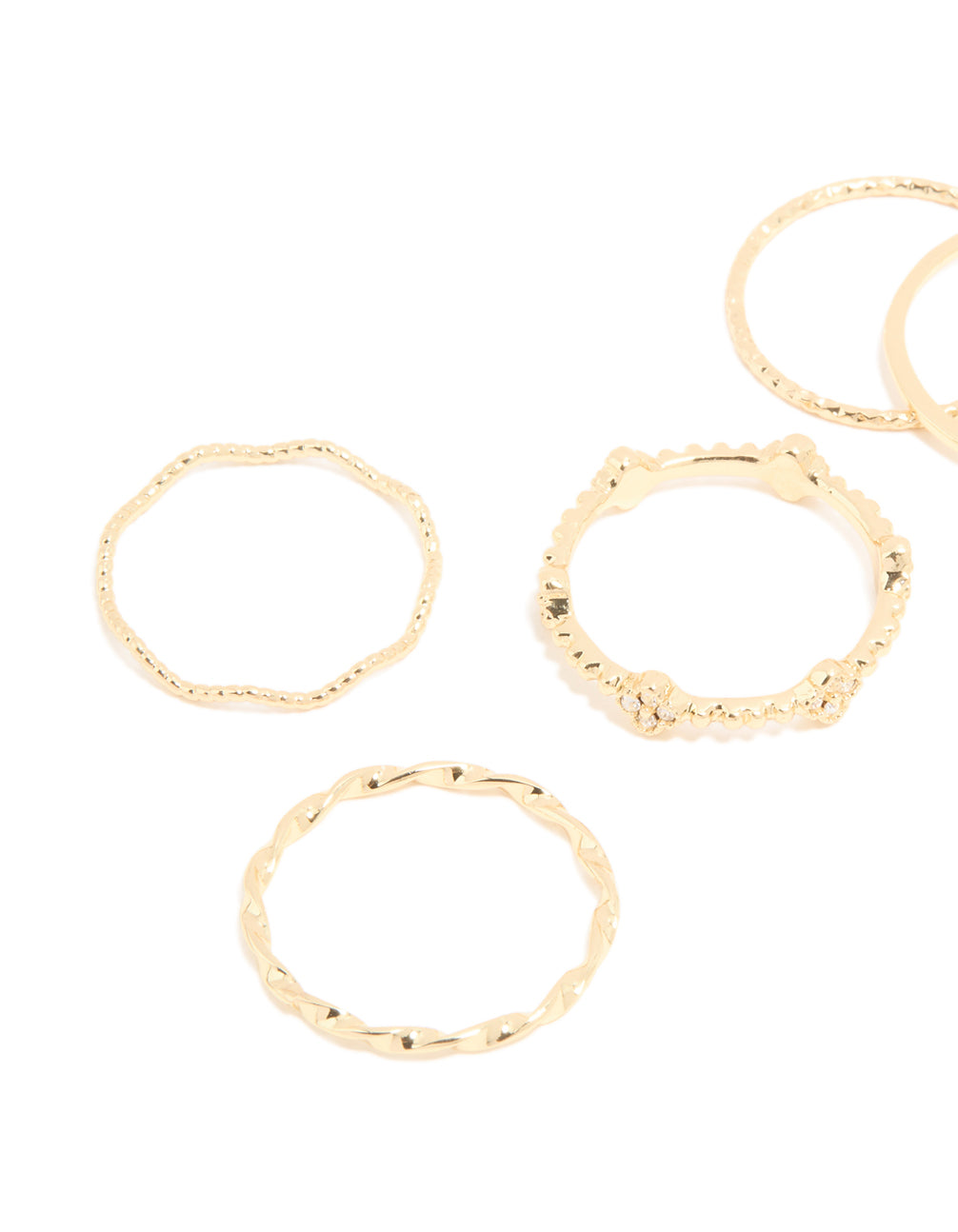 Gold Plated Clover Textured Ring 6-Pack