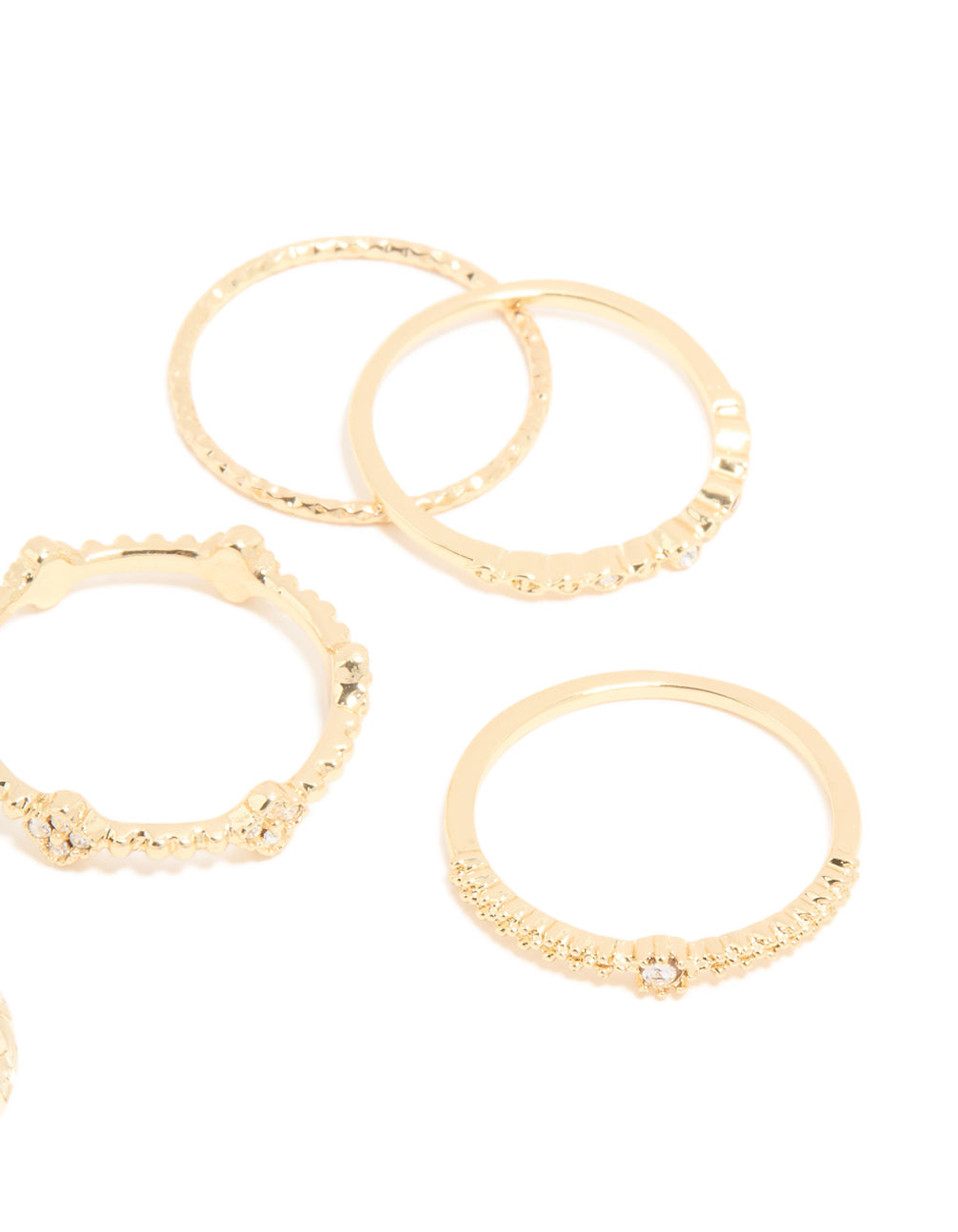 Gold Plated Clover Textured Ring 6-Pack