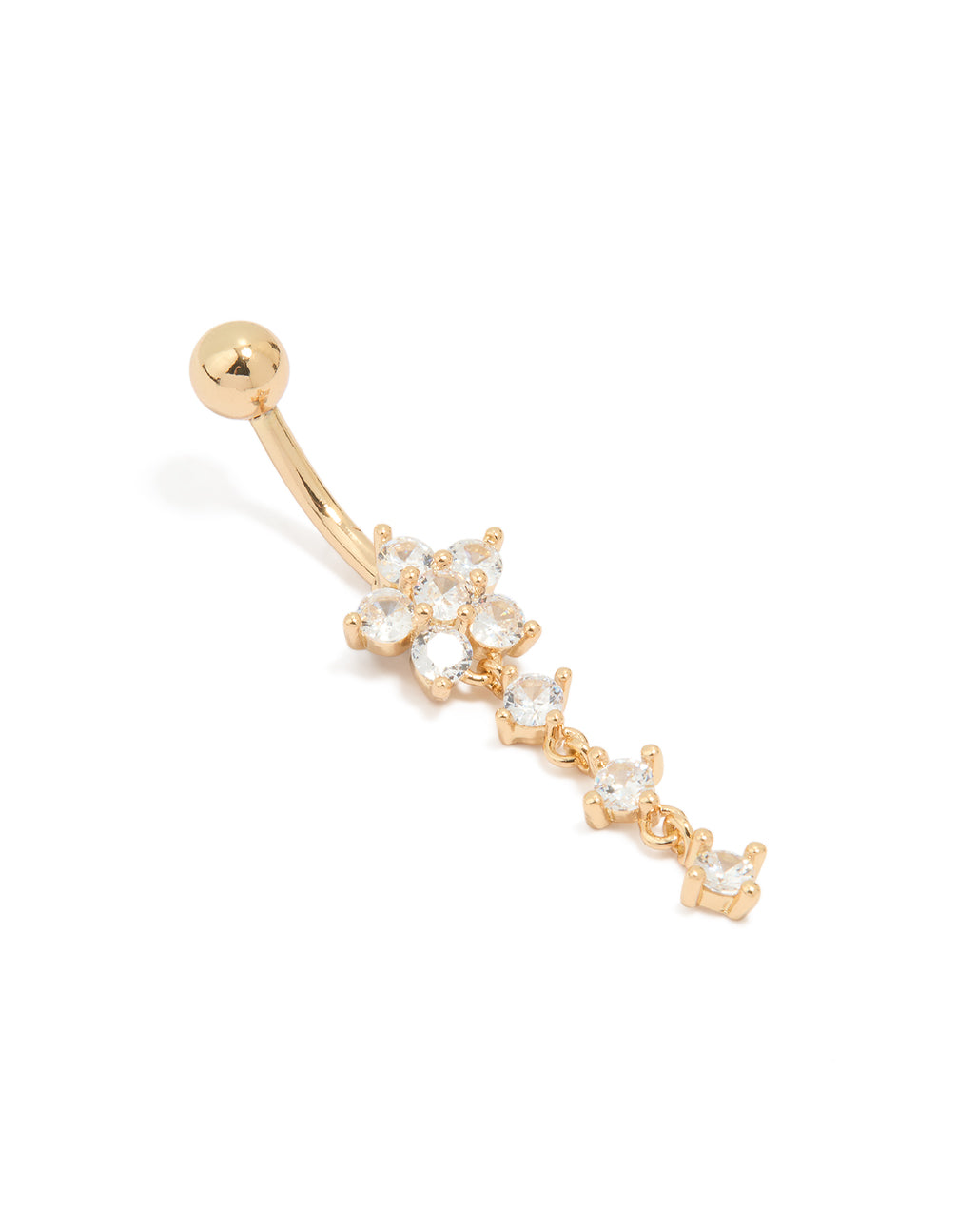 Titanium Cubic Zirconia Butterfly Threadless Belly Bar