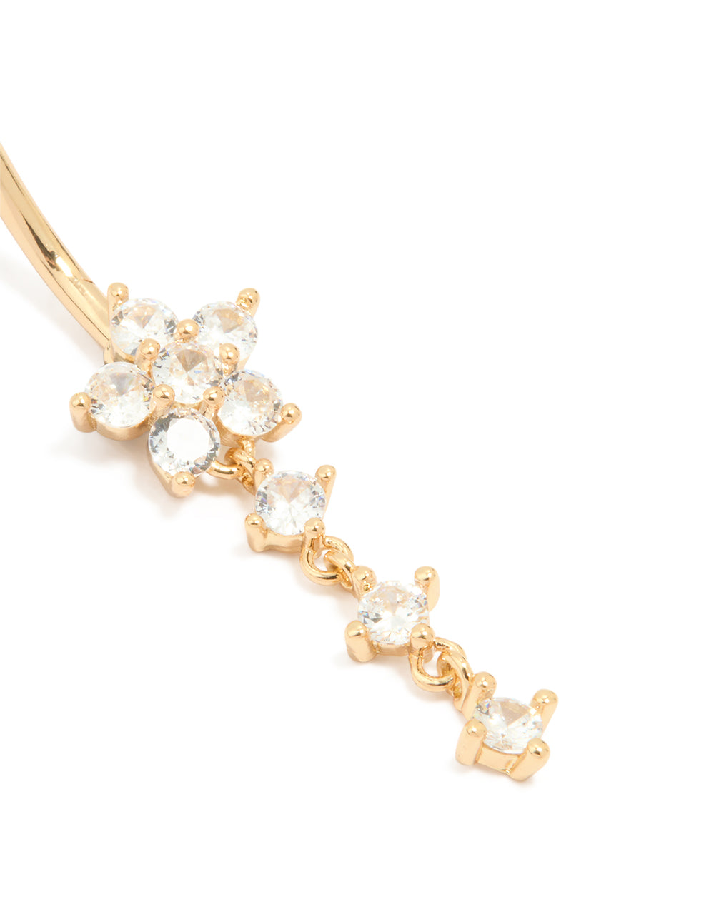 Titanium Cubic Zirconia Butterfly Threadless Belly Bar