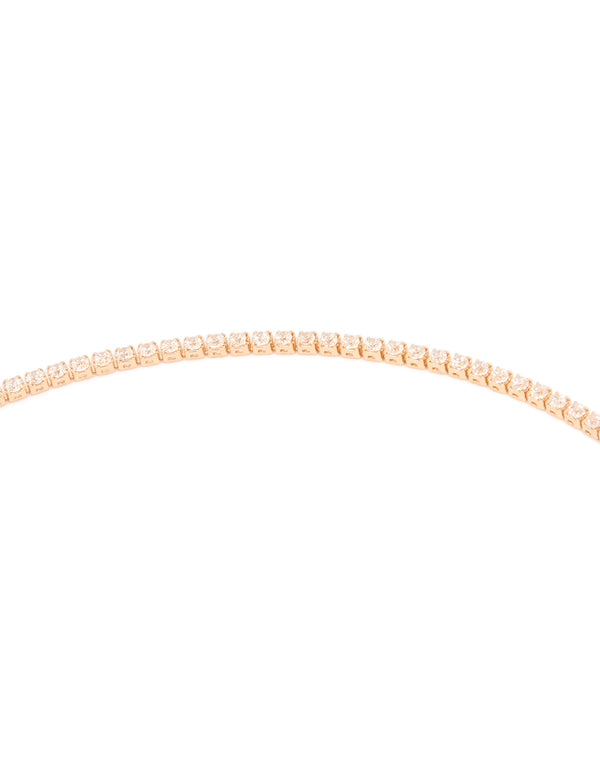Gold Long Cubic Zirconia Lariat Necklace