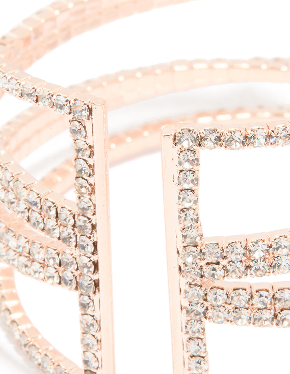 Rose Gold Cubic Zirconia Multi Layered Cross Wrist Cuff