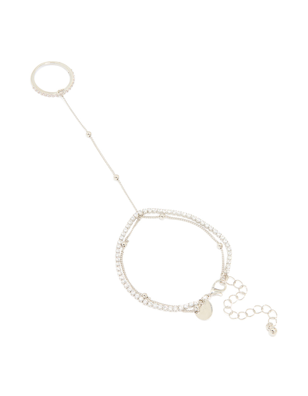 Silver Cubic Zirconia Dainty Layered Hand Chain