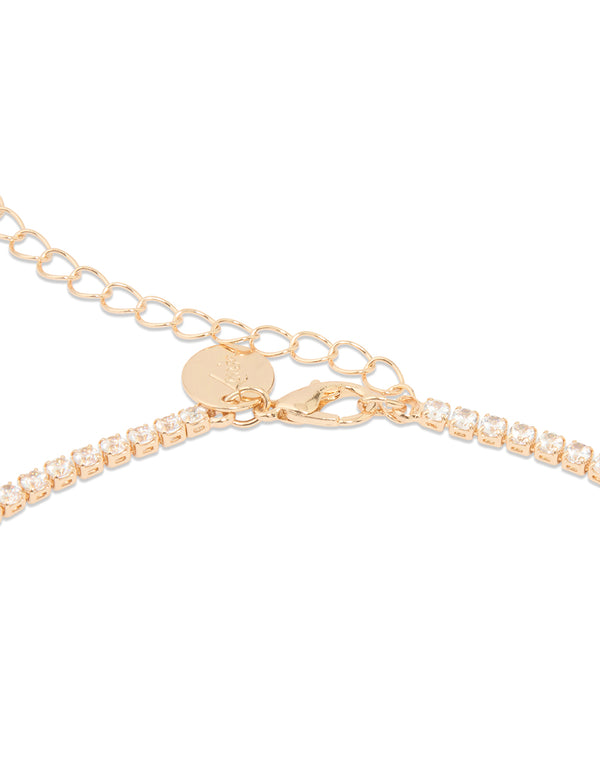 Gold Cubic Zirconia Tennis Waist Chain