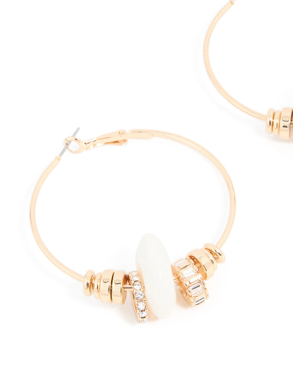 Gold & Diamante Mixed Rondell Hoop Earrings
