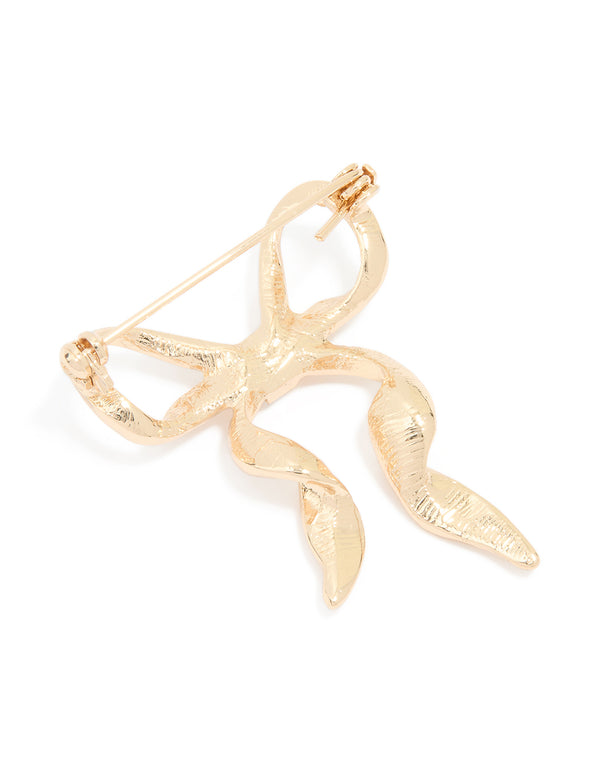 Gold Diamante Mini Bow Brooch