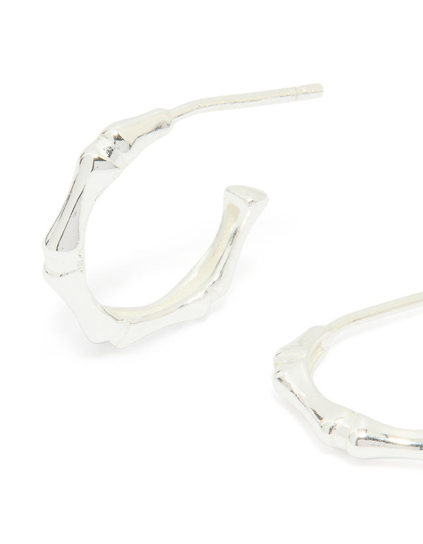 Sterling Silver Bamboo Hoop Earrings