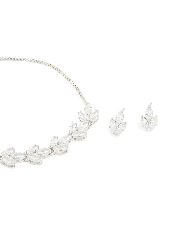 Silver Diamante Vine Toggle Bracelet & Earrings Set