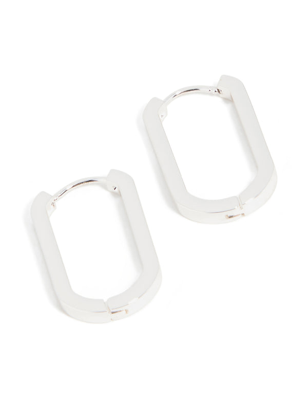 Waterproof Stainless Steel Oblong Hoop Earrings