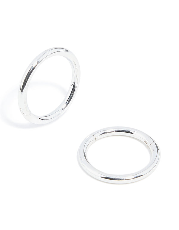 Showcasing waterproof stainless steel sleeper earrings 10mm in silver front view