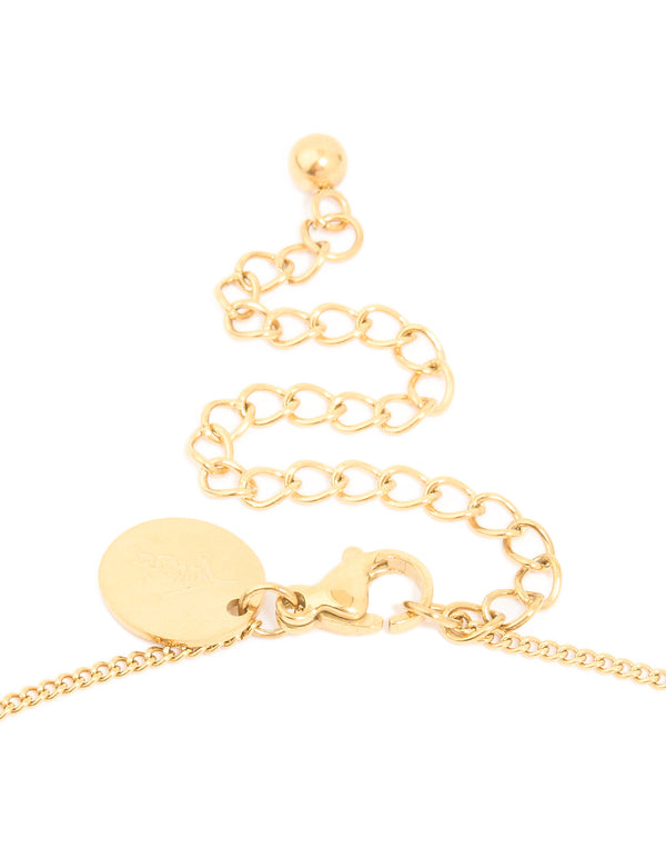 Waterproof Gold Plated Stainless Steel Cubic Zirconia Pear Pendant Necklace