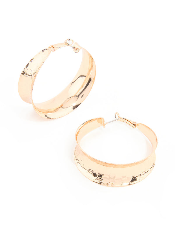 Gold Extra Large Curved Hoop Earrings