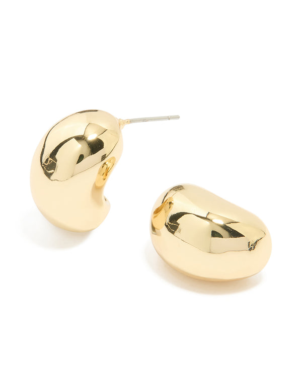 Gold Plated Brass Pebble Large Hoop Earrings