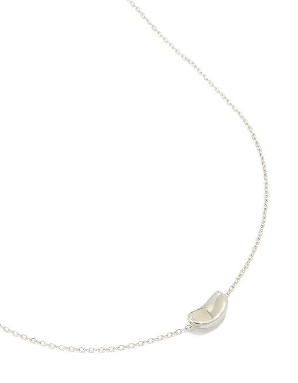 Silver Plated Small Pebble Pendant Necklace