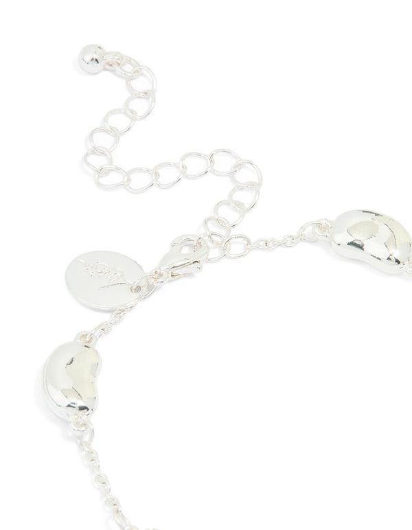 Silver Plated Brass Cubic Zirconia Pebble Charm Bracelet