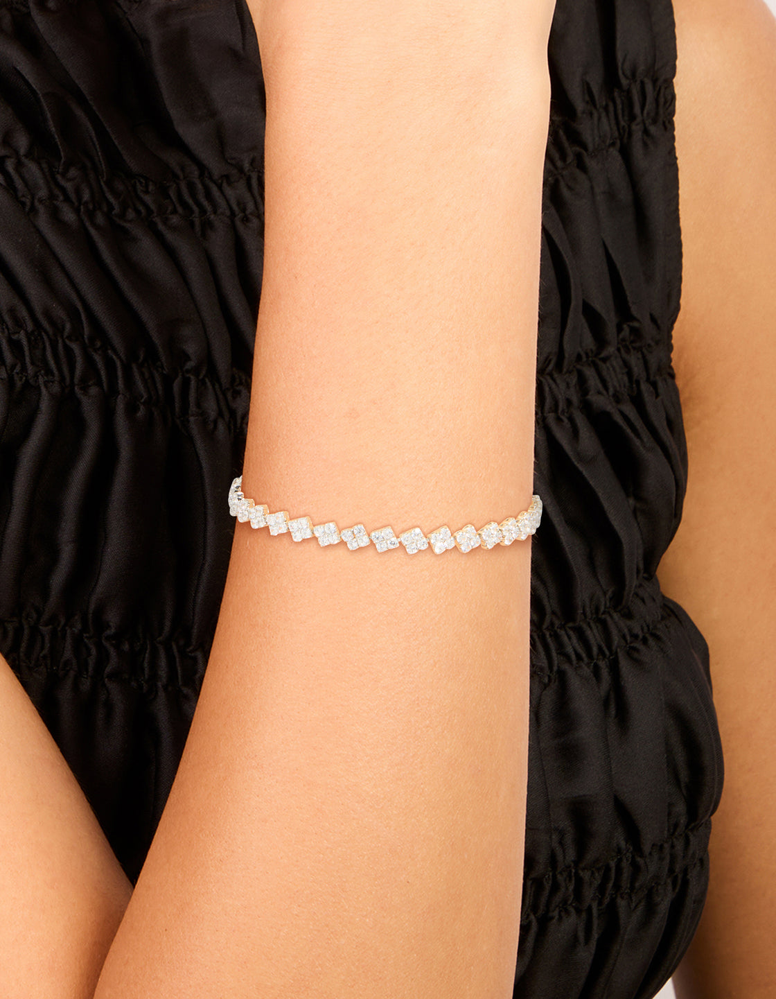 Silver Cubic Zirconia Rectangular Tennis Bracelet