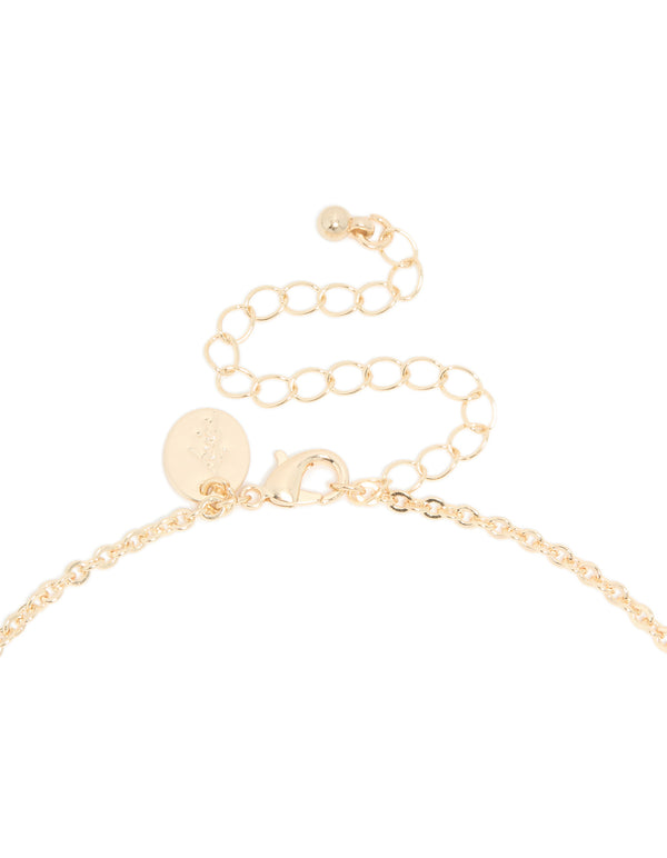 Gold Red Cubic Zirconia Vine Y-Necklace