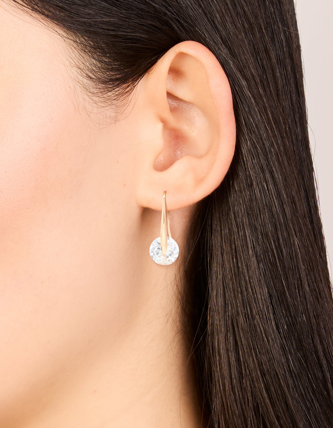 Gold Plated Cubic Zirconia Round Interlocking Hook Earrings