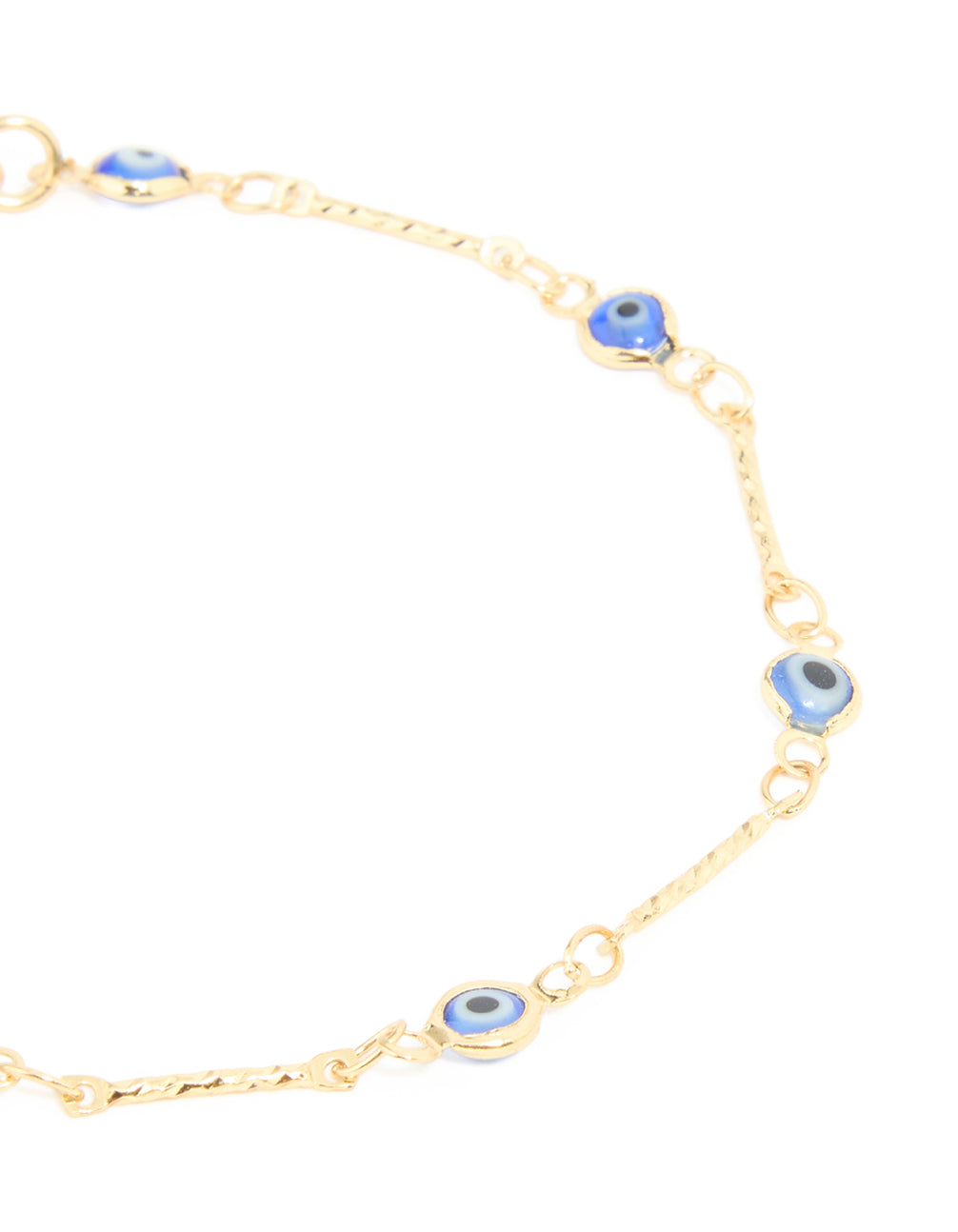 Gold Plated Brass Evil Eye Stone Chain Bracelet