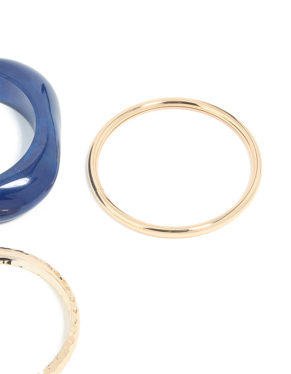 Acrylic Gold & Blue Bangle Pack