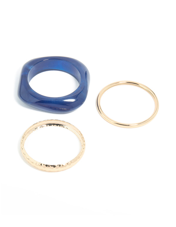 Acrylic Gold & Blue Bangle Pack