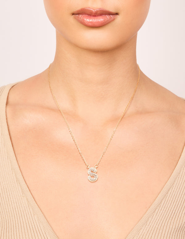 Kids Gold Cubic Zirconia Letter S Necklace