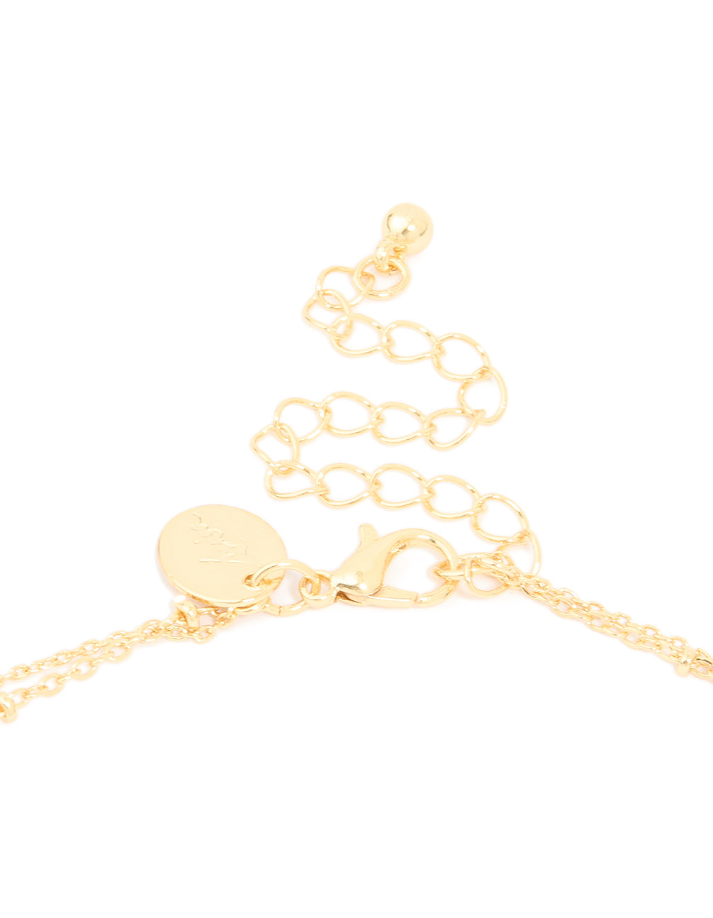 Gold Plated Cubic Zirconia Pave Bubble Letter M Layered Necklace